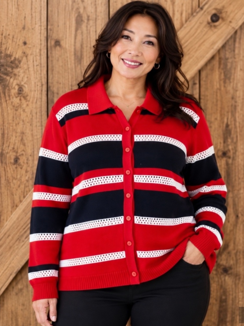 CJ Banks Ladies Striped Cardigan
